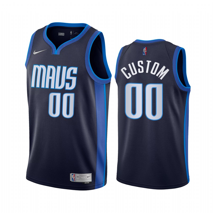 Dallas Mavericks Custom Earned Edition Navy #00 Jersey
