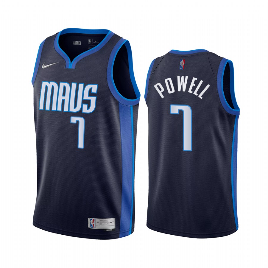 Dallas Mavericks Dwight Powell Earned Edition Navy #7 Jersey