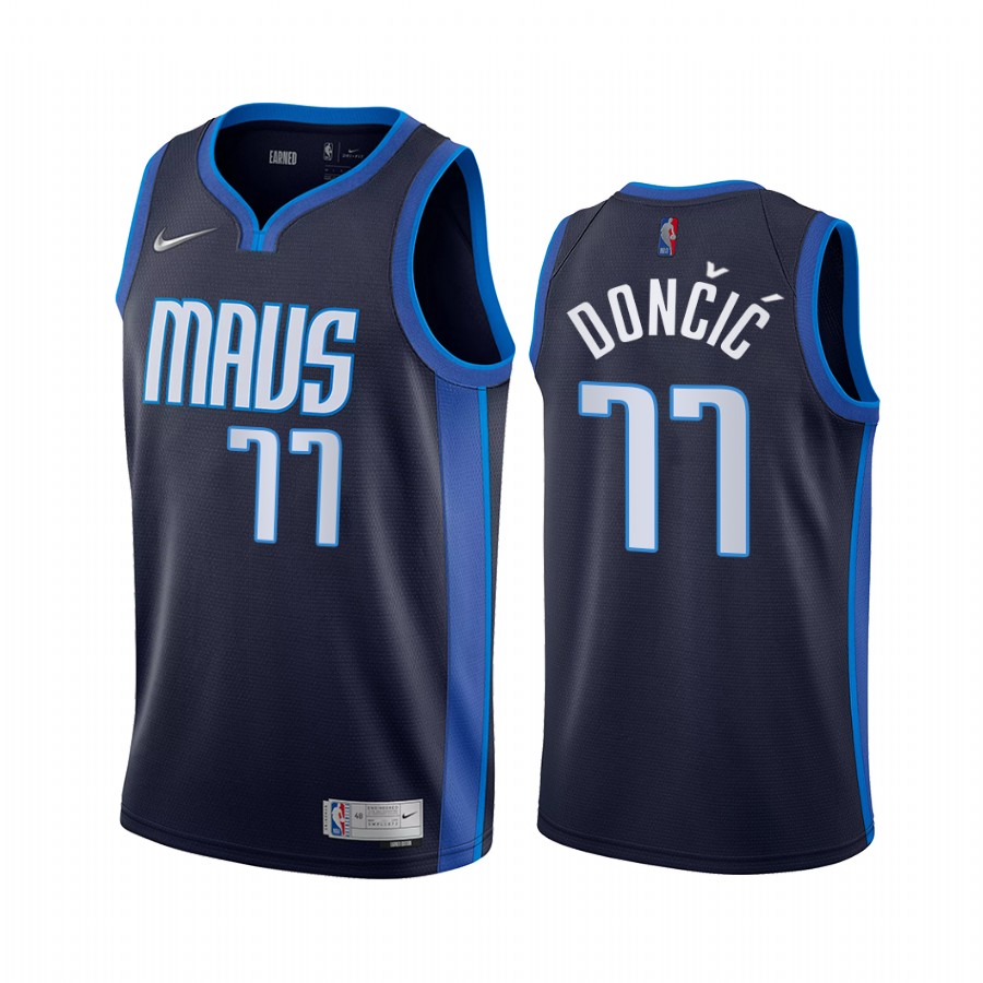Dallas Mavericks Luka Doncic Earned Edition Navy #77 Jersey