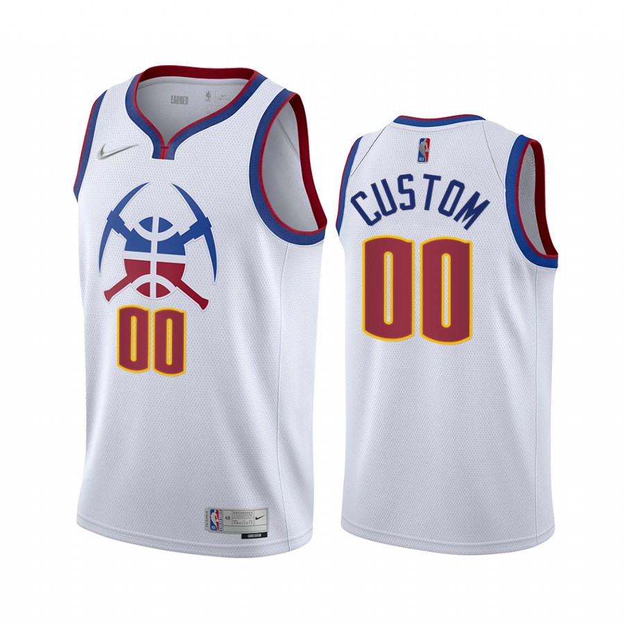 Denver Nuggets Custom Earned Edition White #00 Jersey