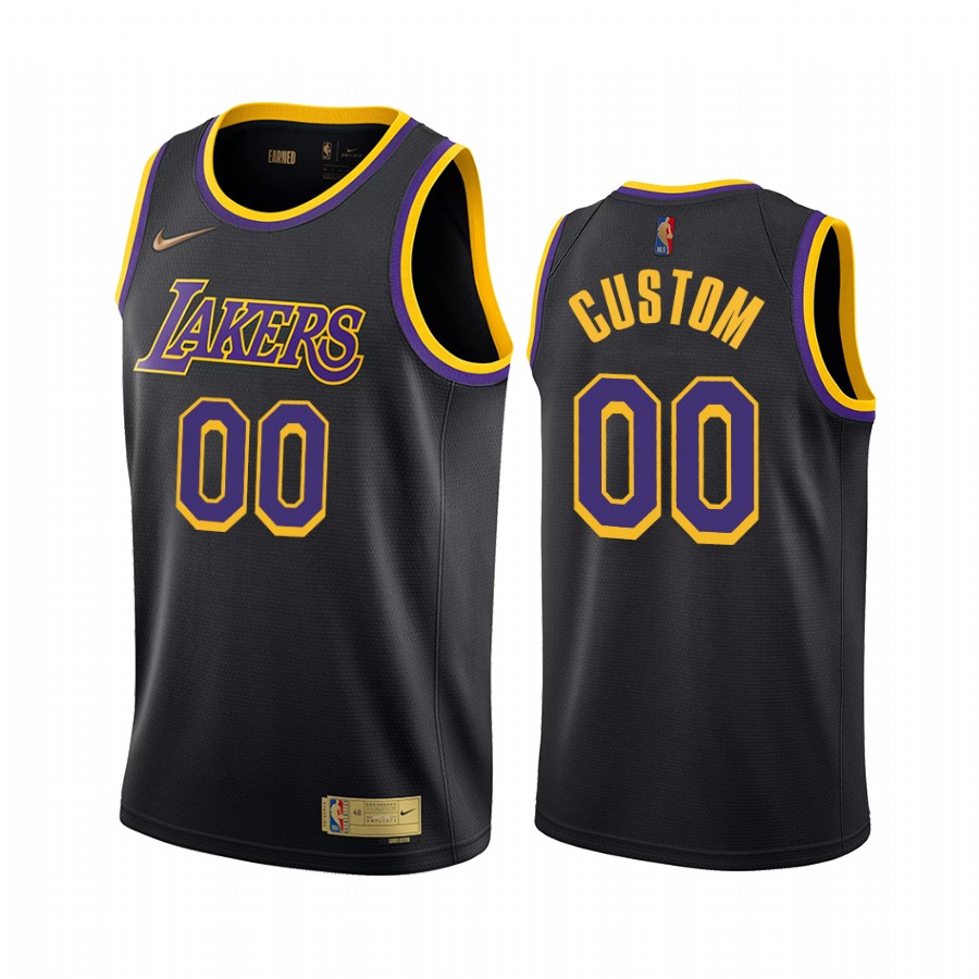 Los Angeles Lakers Custom Earned Edition Black #00 Jersey