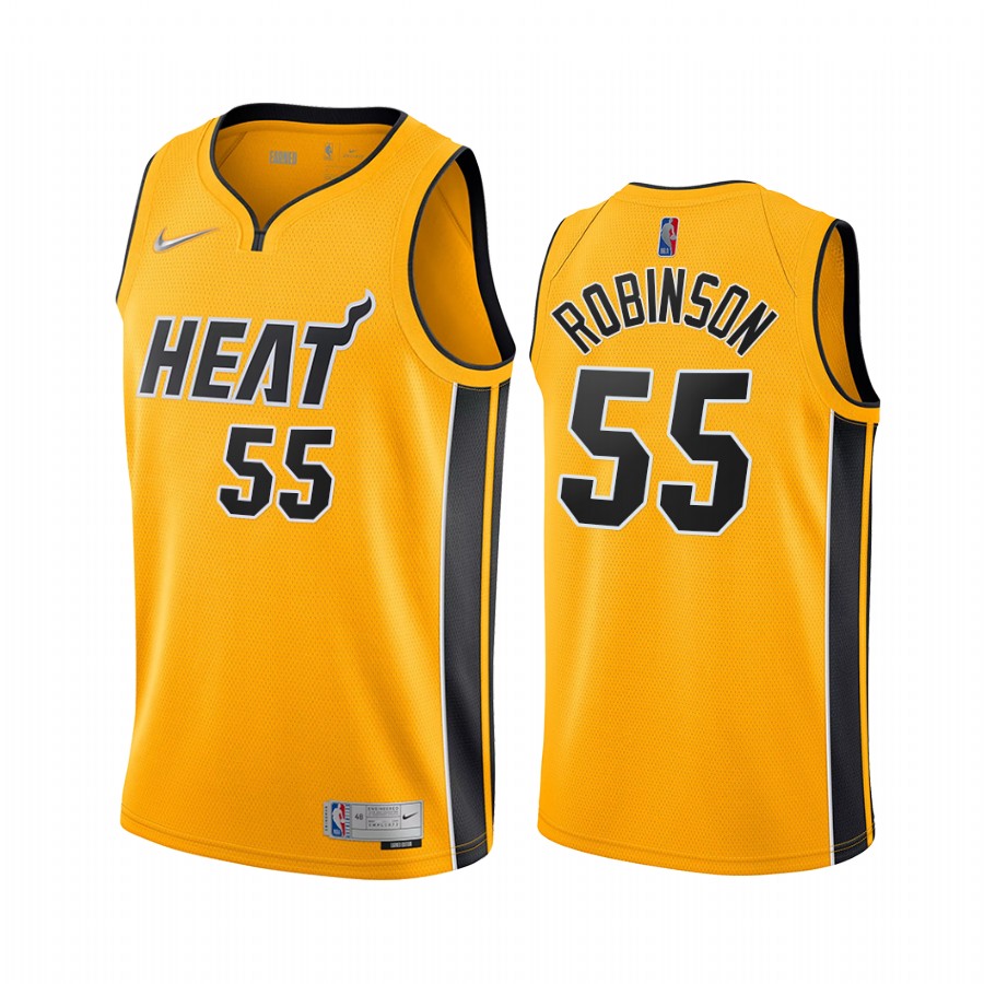 Miami Heat Duncan Robinson Earned Edition Yellow #55 Jersey