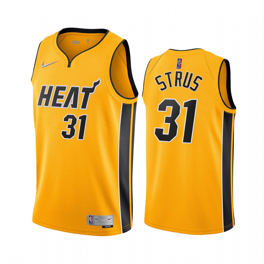 Miami Heat Max Strus Earned Edition Yellow #31 Jersey