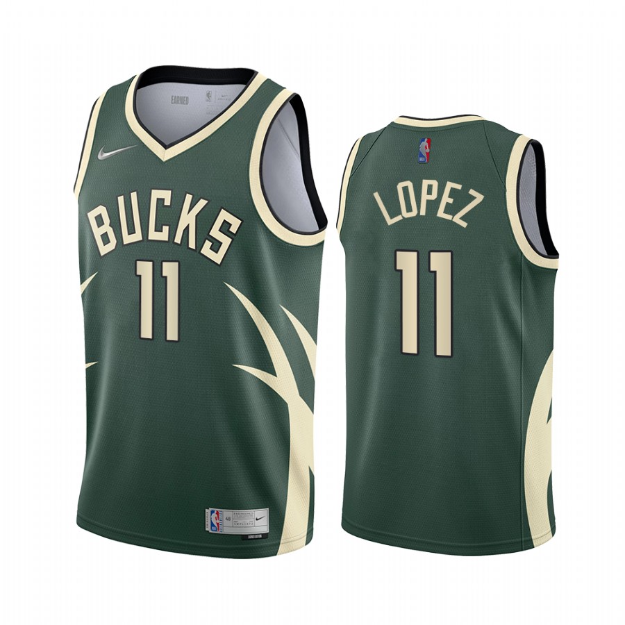 Milwaukee Bucks Brook Lopez Earned Edition Green #11 Jersey