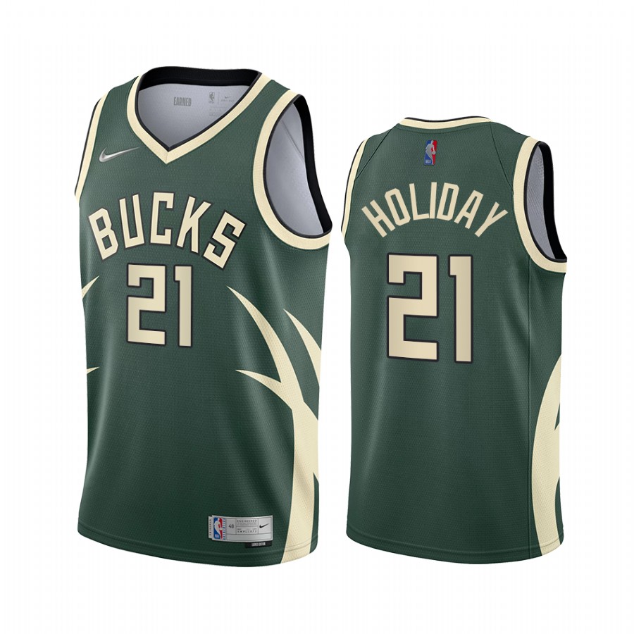 Milwaukee Bucks Jrue Holiday Earned Edition Green #21 Jersey