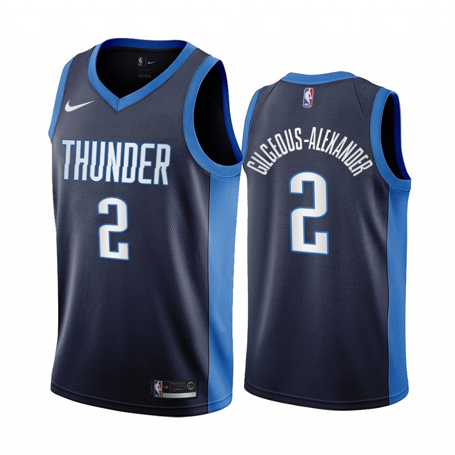Oklahoma City Thunder Shai Gilgeous-Alexander Earned Edition Navy #2 Jersey