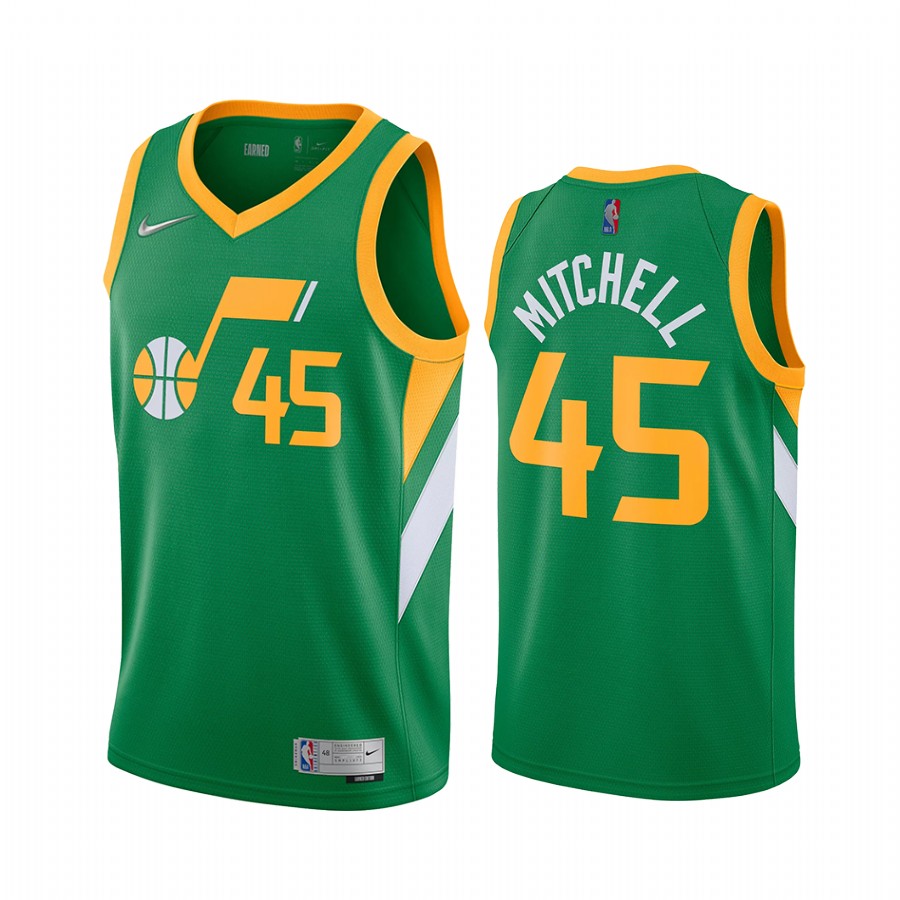Utah Jazz Donovan Mitchell Earned Edition Green #45 Jersey