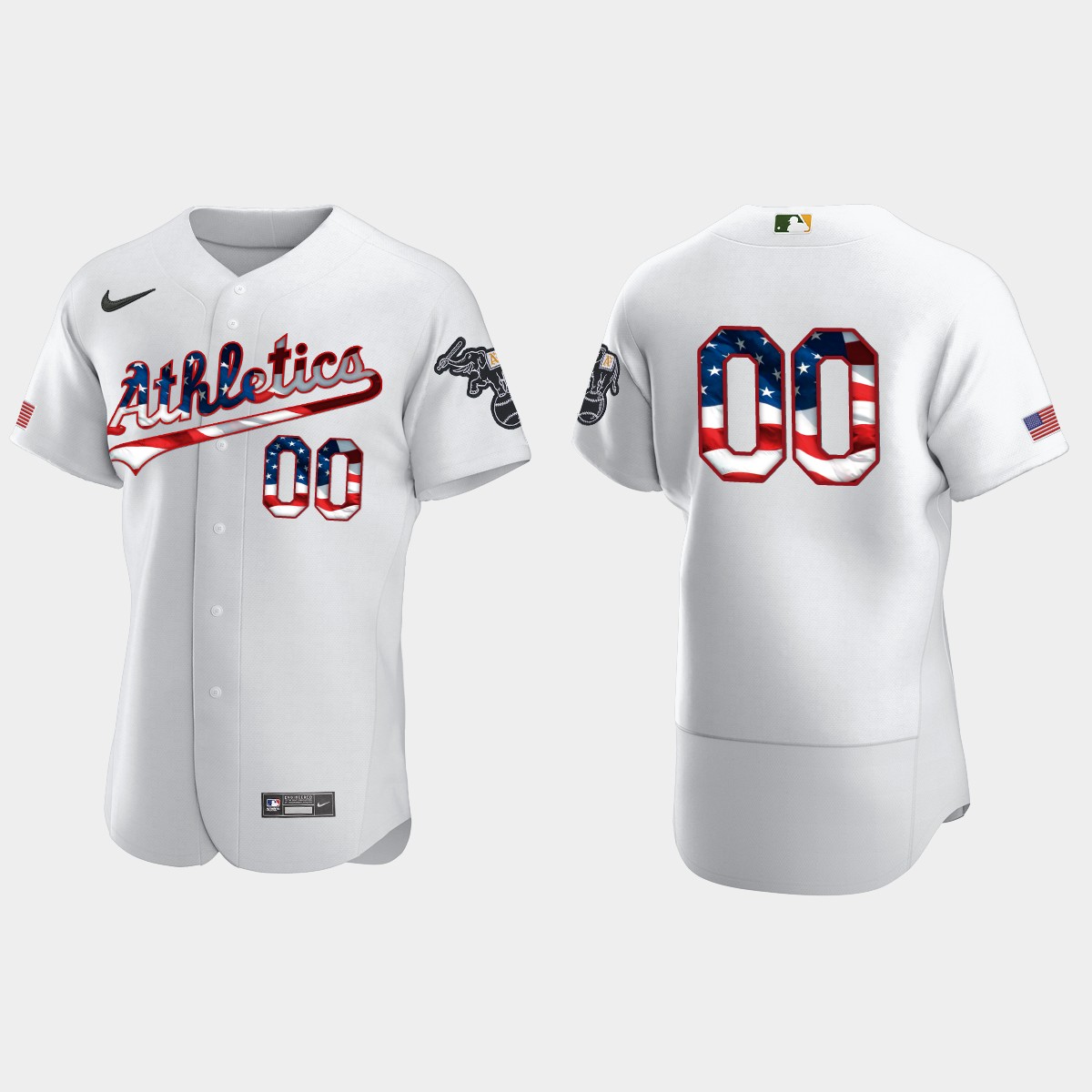 Stars And Stripes Oakland Athletics Custom 4th of July Jersey - White