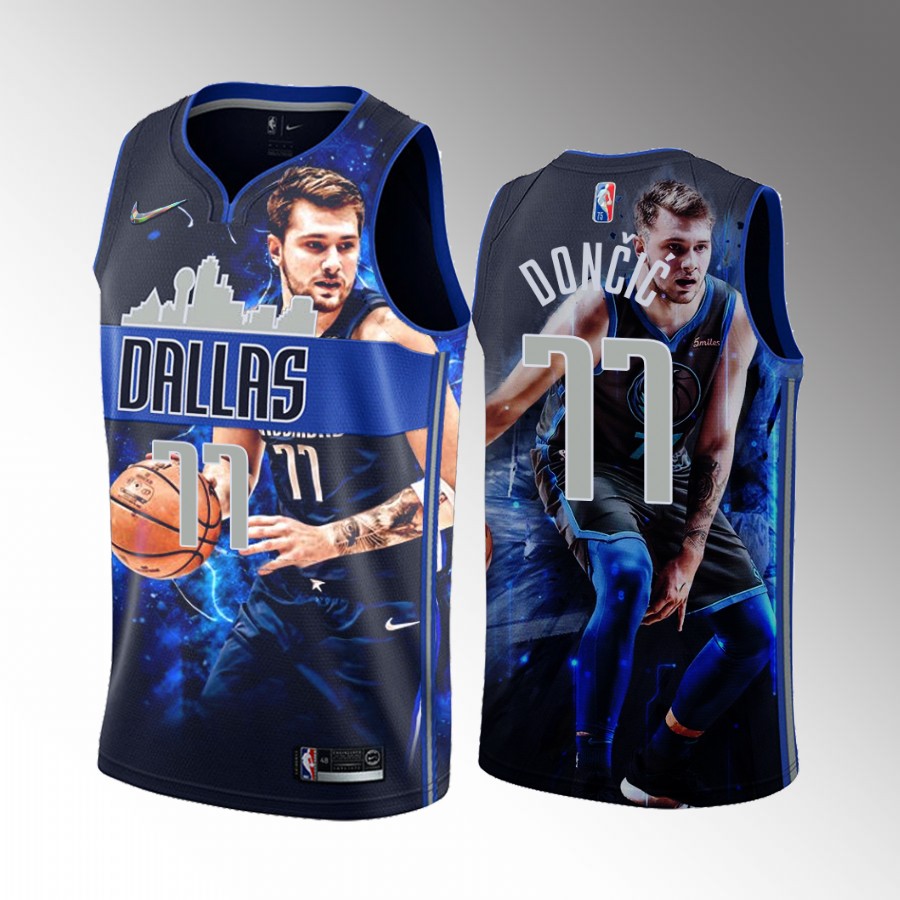 All- 1st Team Luka Doncic Dallas Mavericks #77 Navy Jersey Fashion
