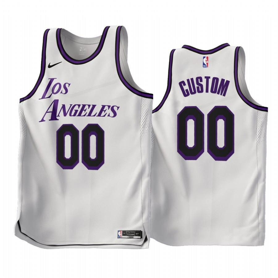Los Angeles Lakers Custom 00 White City Edition Jersey - Men Jersey