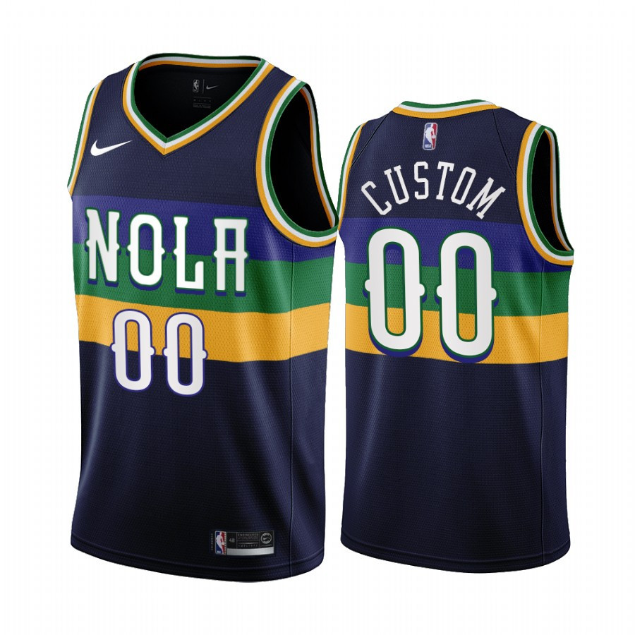 New Orleans Pelicans Custom 00 Navy City Edition Jersey