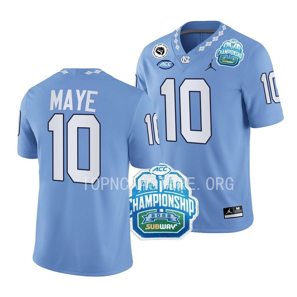 ACC Championship Drake Maye North Carolina Tar Heels #10 Blue College Jersey Men's