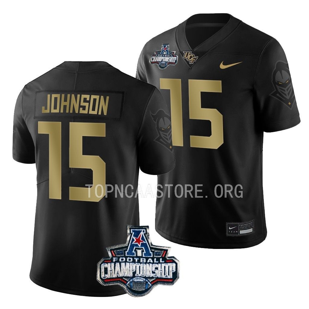 ACC Championship Jason Johnson UCF Knights #15 Black Gold Jersey Men's
