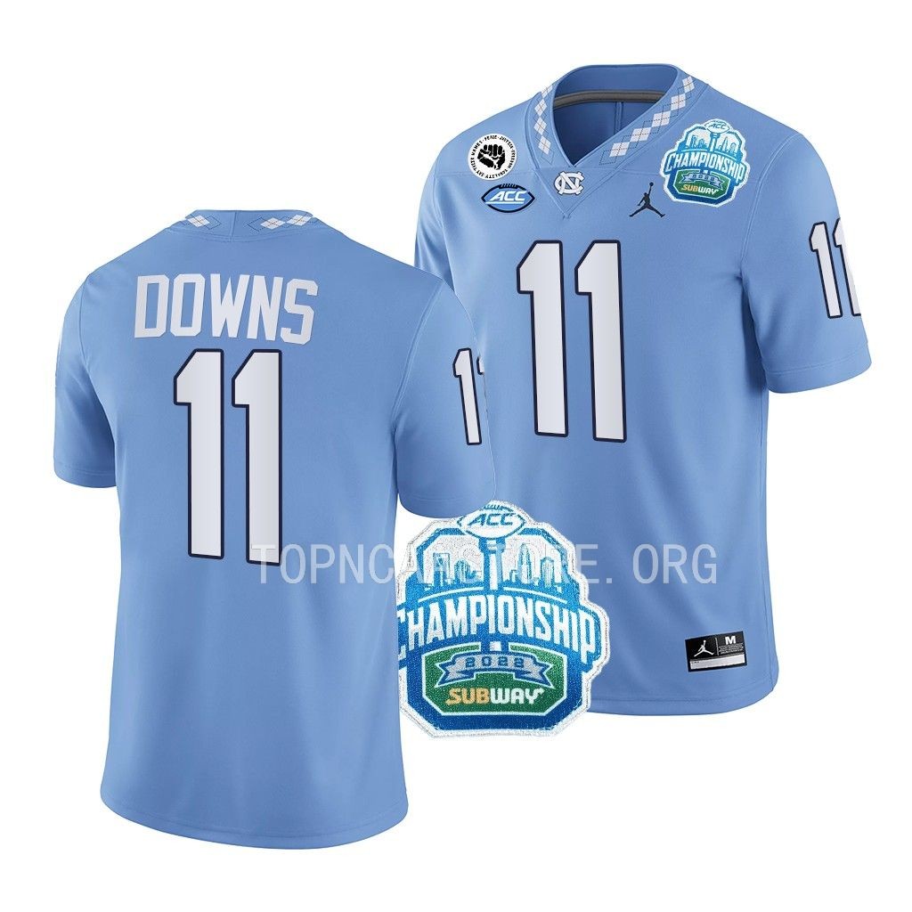 ACC Championship Josh Downs North Carolina Tar Heels #11 Blue College Jersey Men's