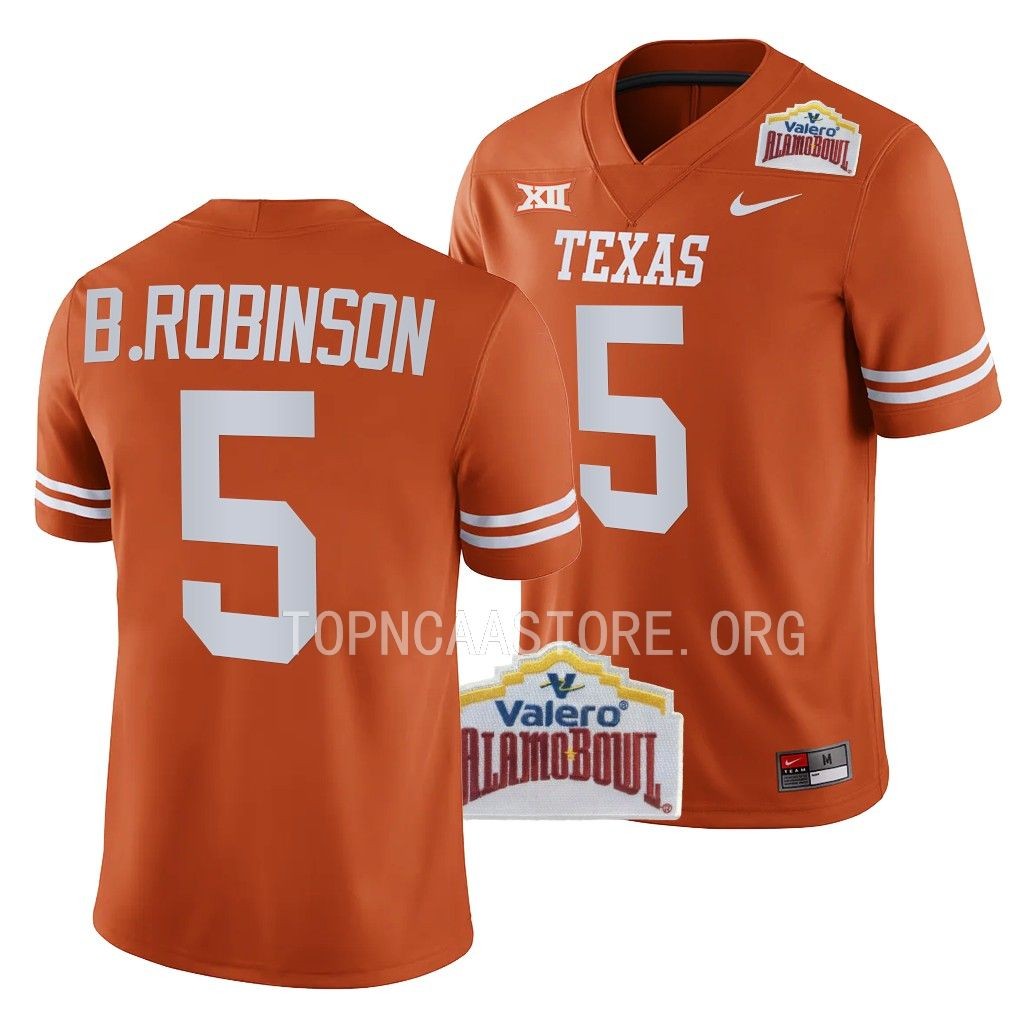 Alamo Bowl Bijan Robinson Texas Longhorns #5 Orange College Jersey Men's