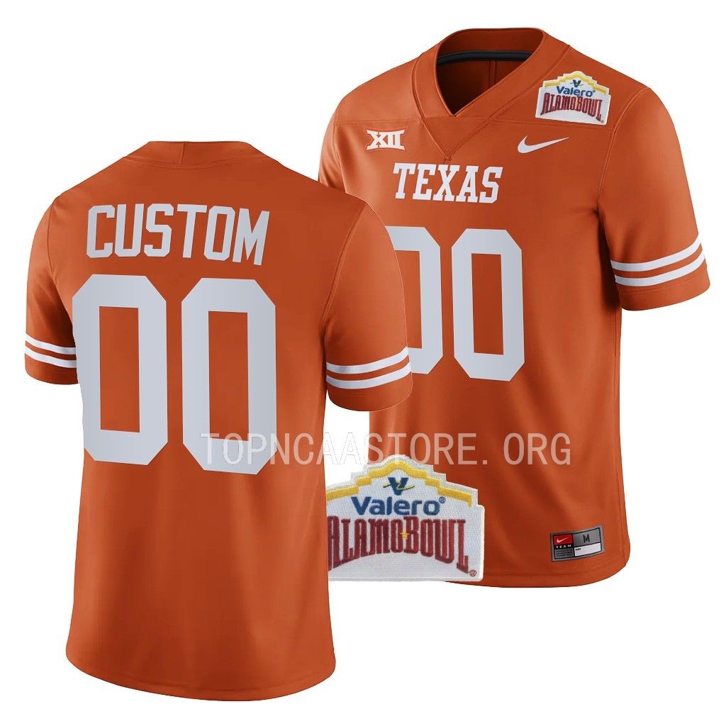 Alamo Bowl Custom Texas Longhorns #00 Orange College Jersey Men's