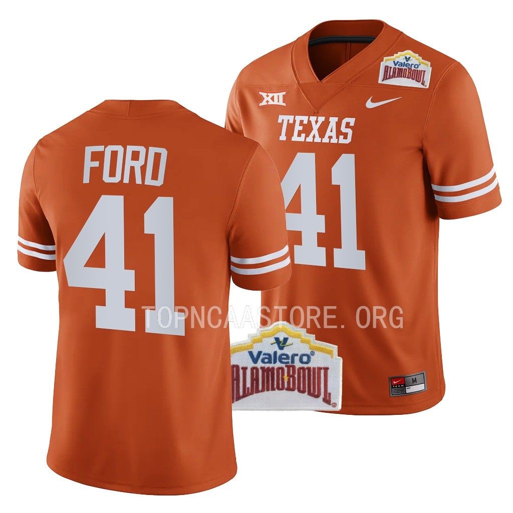 Alamo Bowl Jaylan Ford Texas Longhorns #41 Orange College Jersey Men's