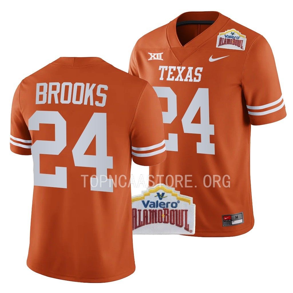 Alamo Bowl Jonathon Brooks Texas Longhorns #24 Orange College Jersey Men's