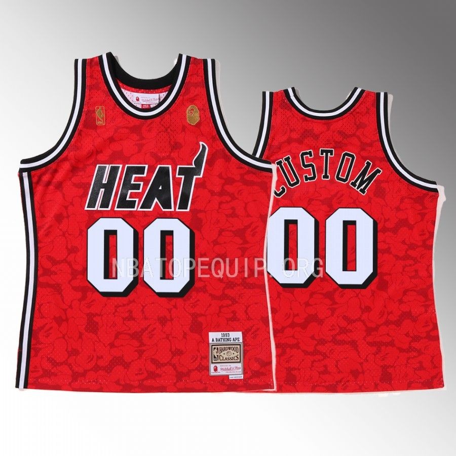BAPE Miami Heat Custom Red Jersey 00 Camo Tanktop Men's Jersey Shirt