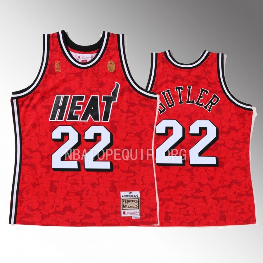 BAPE Miami Heat Jimmy Butler Red Jersey 22 Camo Tanktop Men's Jersey Shirt
