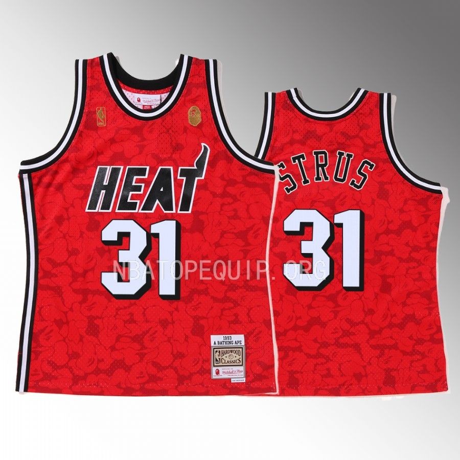 BAPE Miami Heat Max Strus Red Jersey 31 Camo Tanktop Men's Jersey Shirt