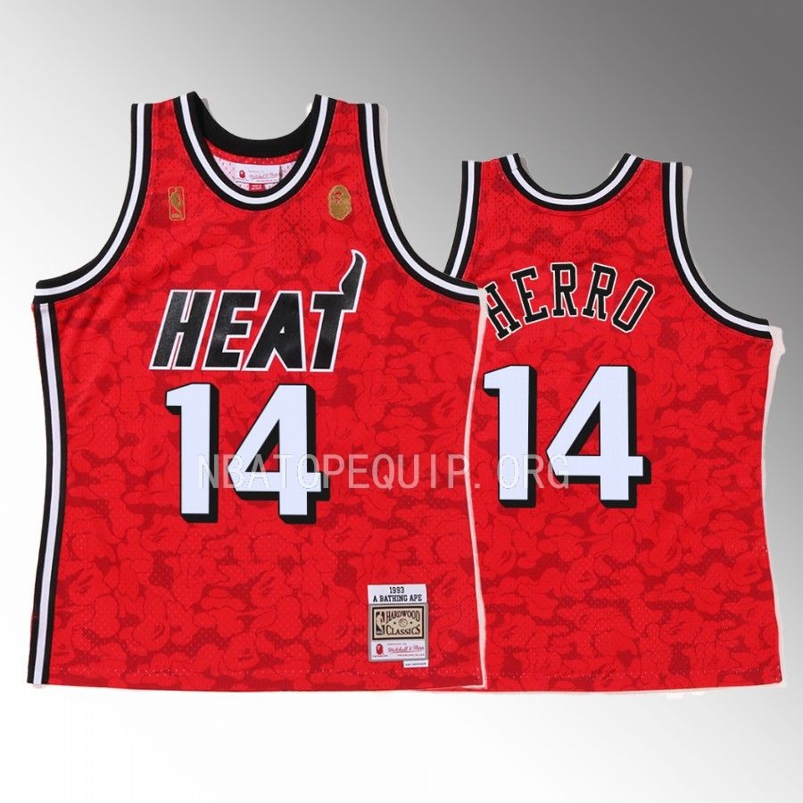 BAPE Miami Heat Tyler Herro Red Jersey 14 Camo Tanktop Men's Jersey Shirt