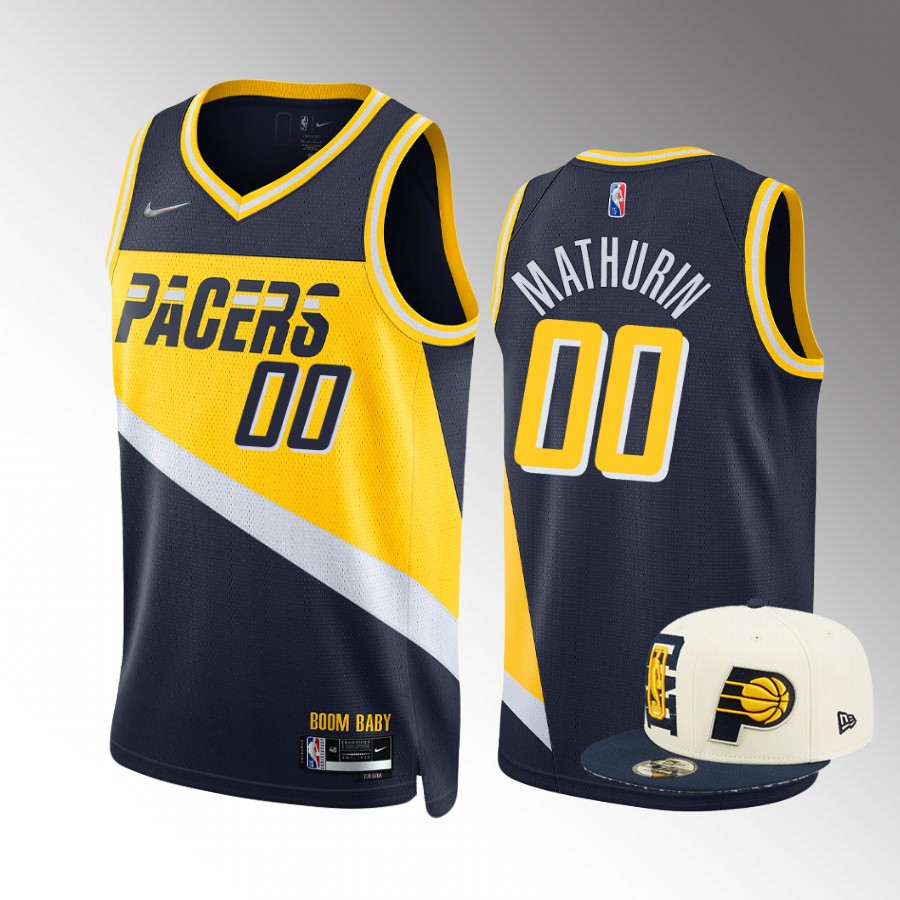 Draft Bennedict Mathurin #00 Indiana Pacers Navy Jersey City Edition