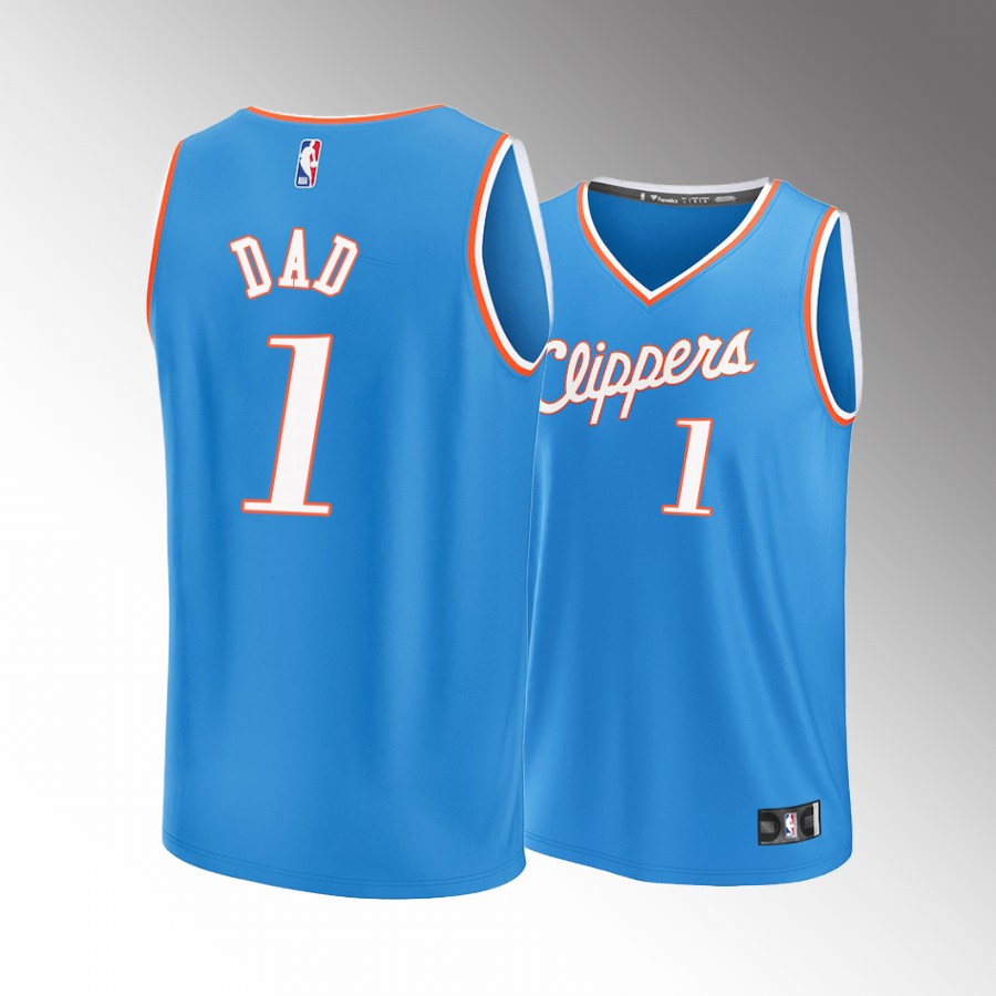 Fathers Day Gift LA Clippers Greatest Dad Jersey Blue #1 chioce
