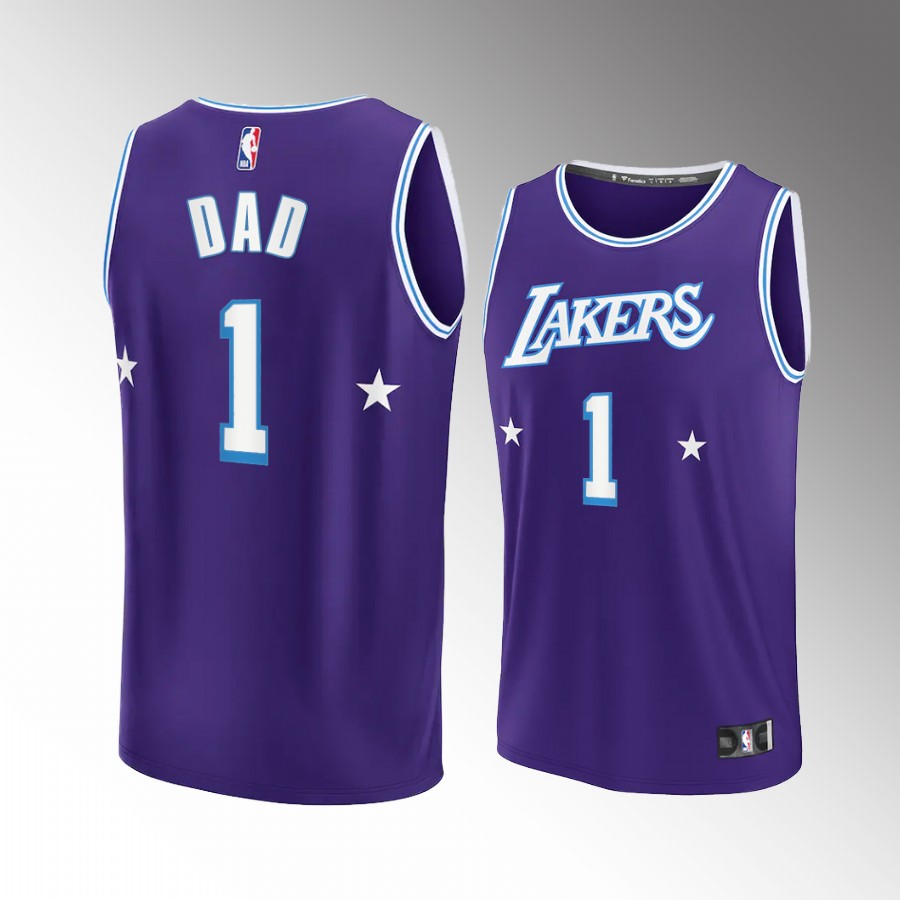 Fathers Day Gift Los Angeles Lakers Greatest Dad Jersey Purple #1 chioce