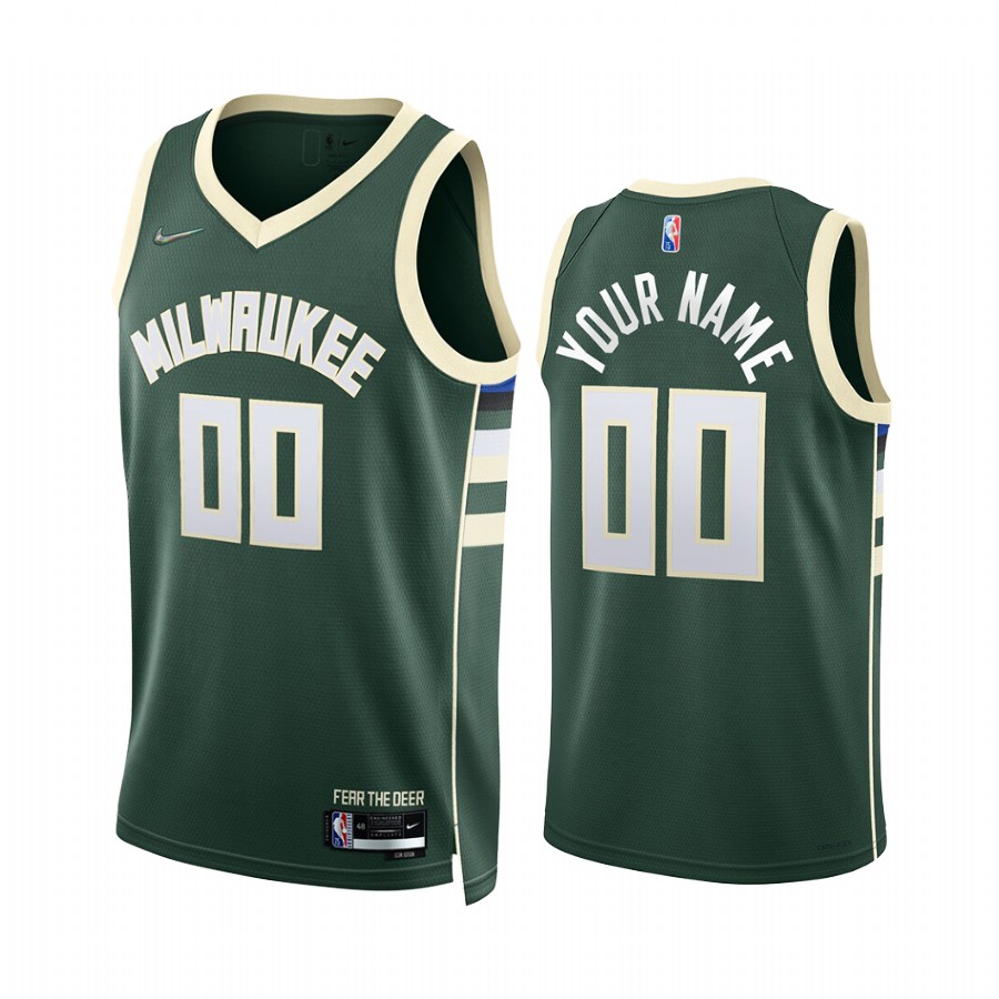 Milwaukee Bucks Custom Green Icon Edition #00 Jersey