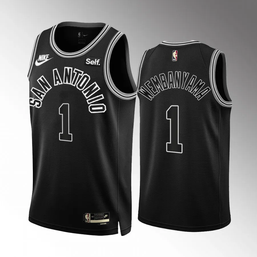 Draft Victor Wembanyama San Antonio Spurs Black Classic Edition Jersey Men