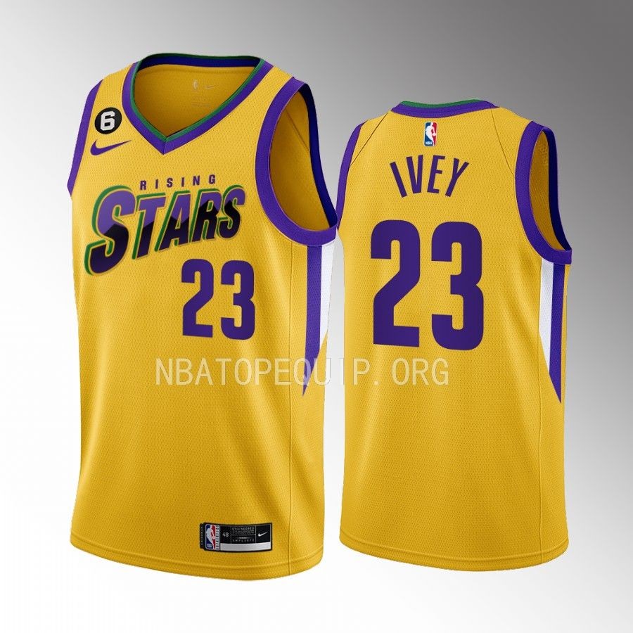 Rising Stars Jaden Ivey Yellow Men's Uniform Detroit Pistons #23 Jersey