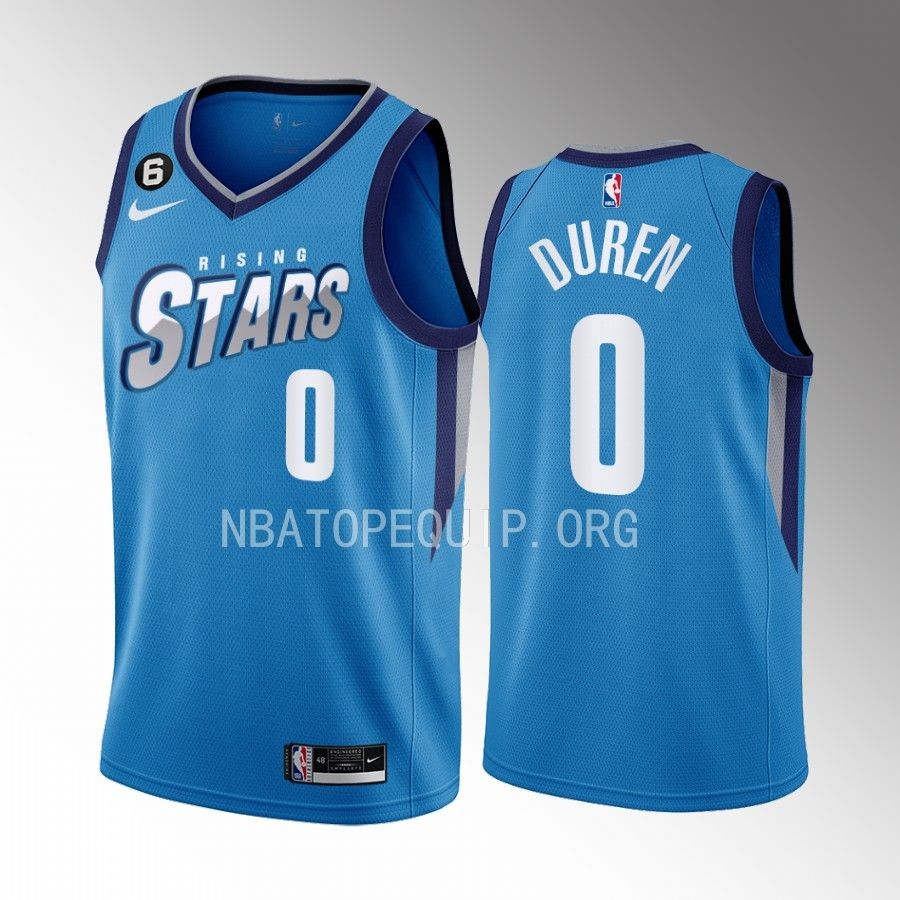 Rising Stars Jalen Duren Blue Men's Uniform Detroit Pistons #0 Jersey
