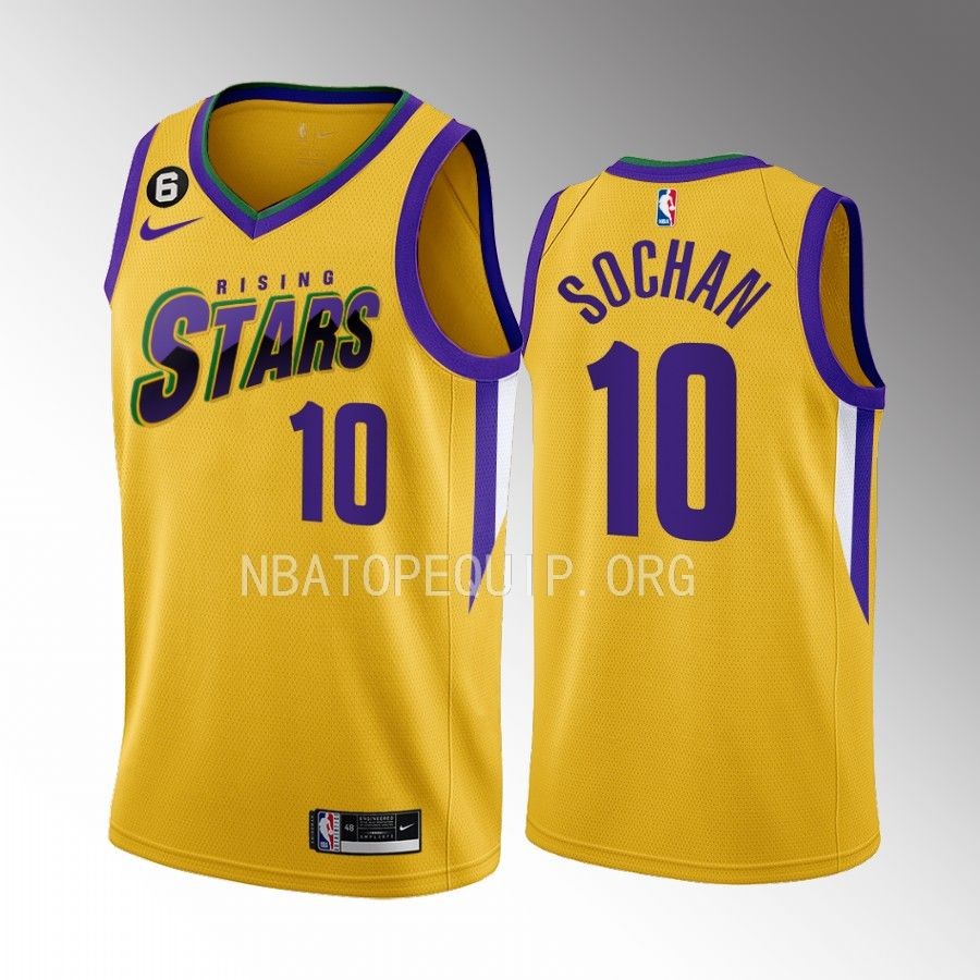 Rising Stars Jeremy Sochan Yellow Men's Uniform San Antonio Spurs #10 Jersey