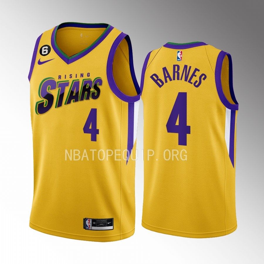 Rising Stars Scottie Barnes Yellow Men's Uniform Toronto Raptors #4 Jersey