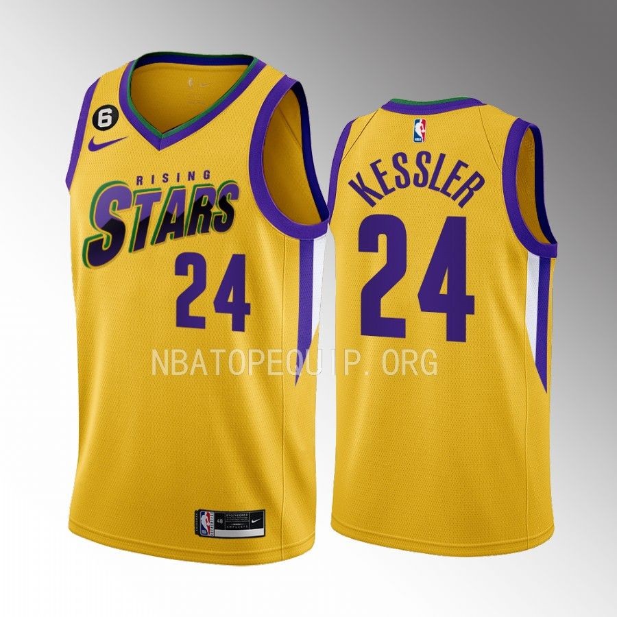 Rising Stars Walker Kessler Yellow Men's Uniform Utah Jazz #24 Jersey