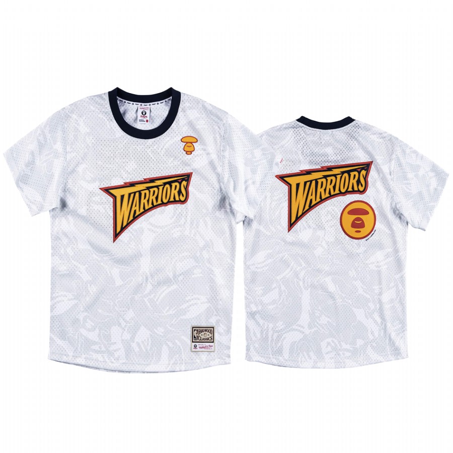 AAPE x M&N collection Golden State Warriors White Jersey