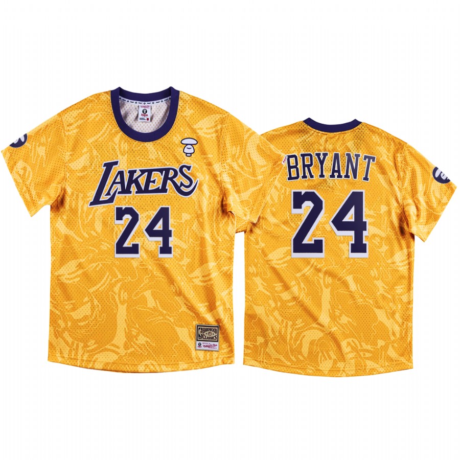 AAPE x M&N collection Kobe Bryant #24 Lakers Gold Jersey