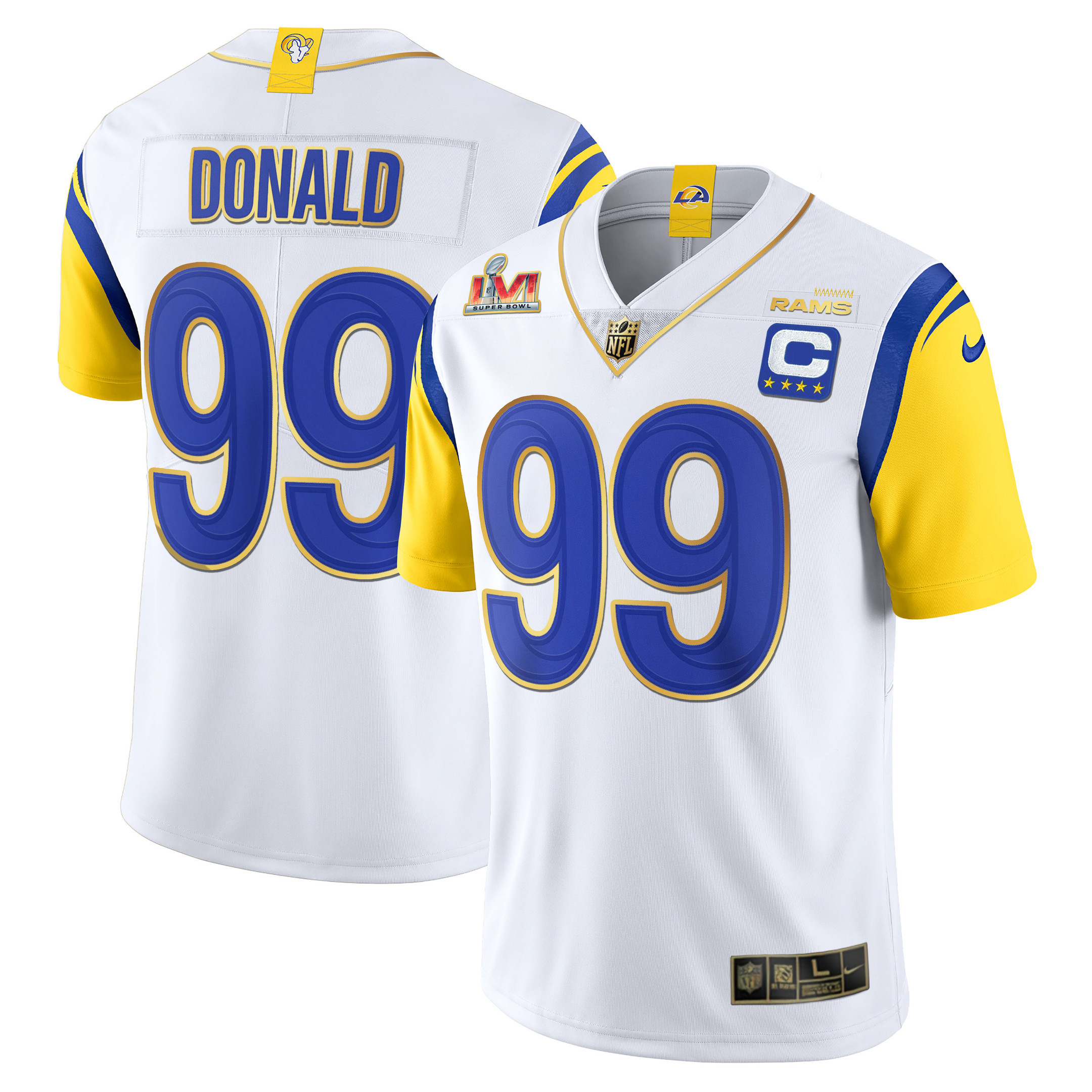 Aaron Donald Los Angeles Rams Super Bowl LVI Vapor Gold Trim Jersey