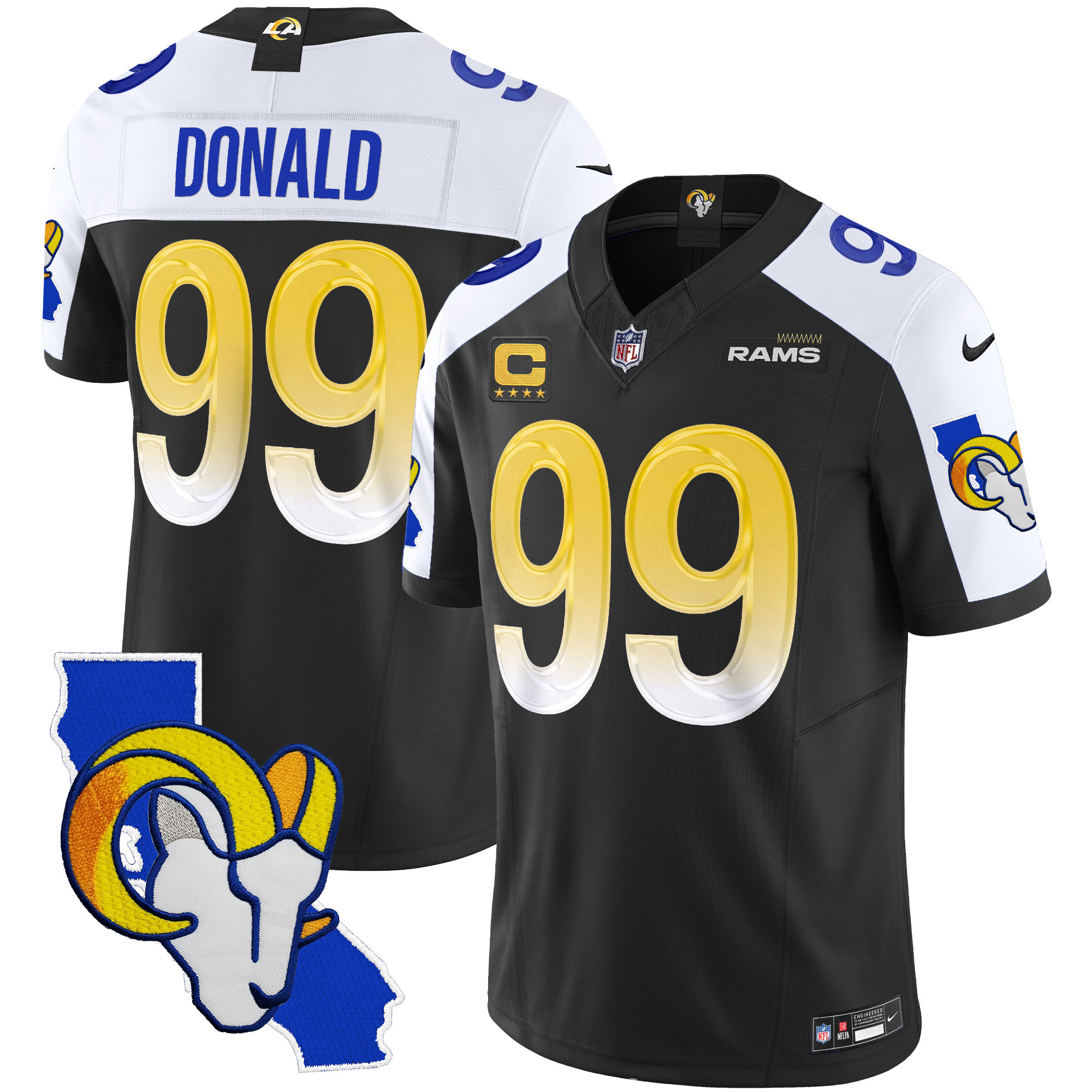Aaron Donald Men's Los Angeles Rams California Patch Vapor Limited Black Alternate Jersey