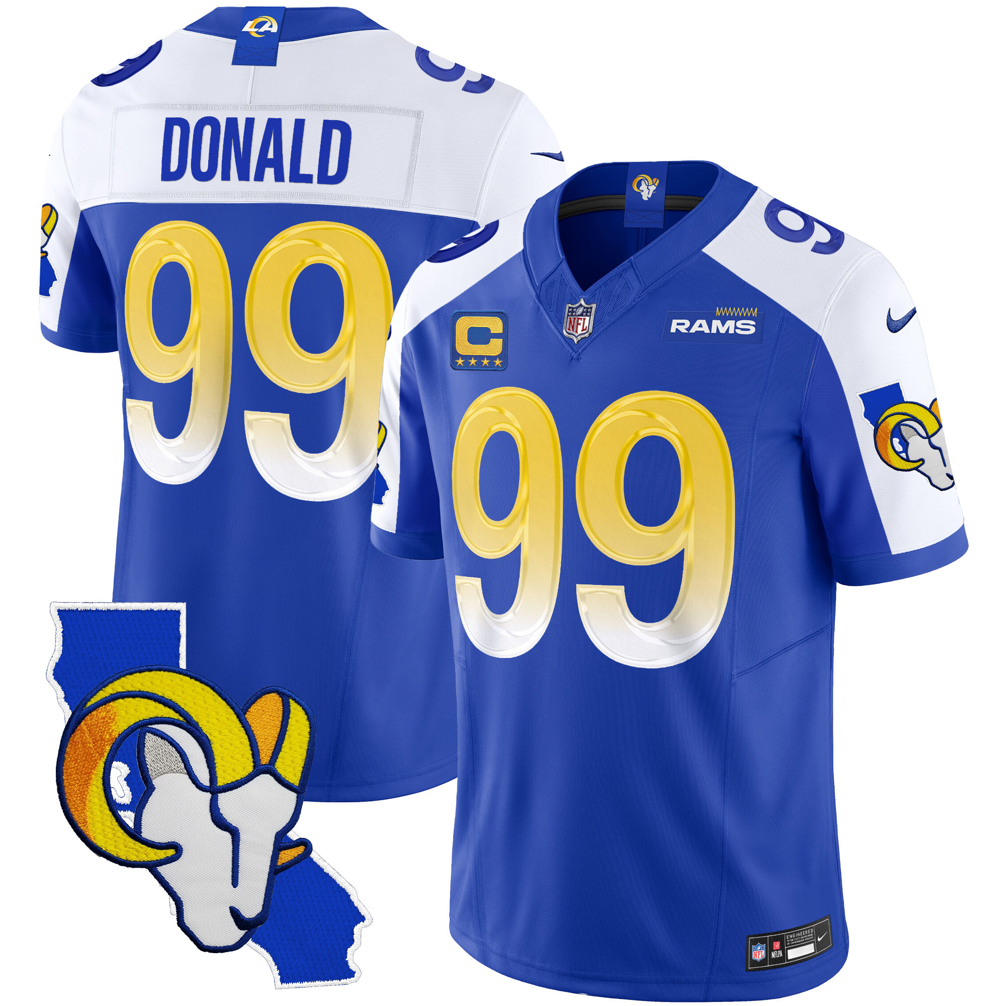 Aaron Donald Men's Los Angeles Rams California Patch Vapor Limited Royal Alternate Jersey