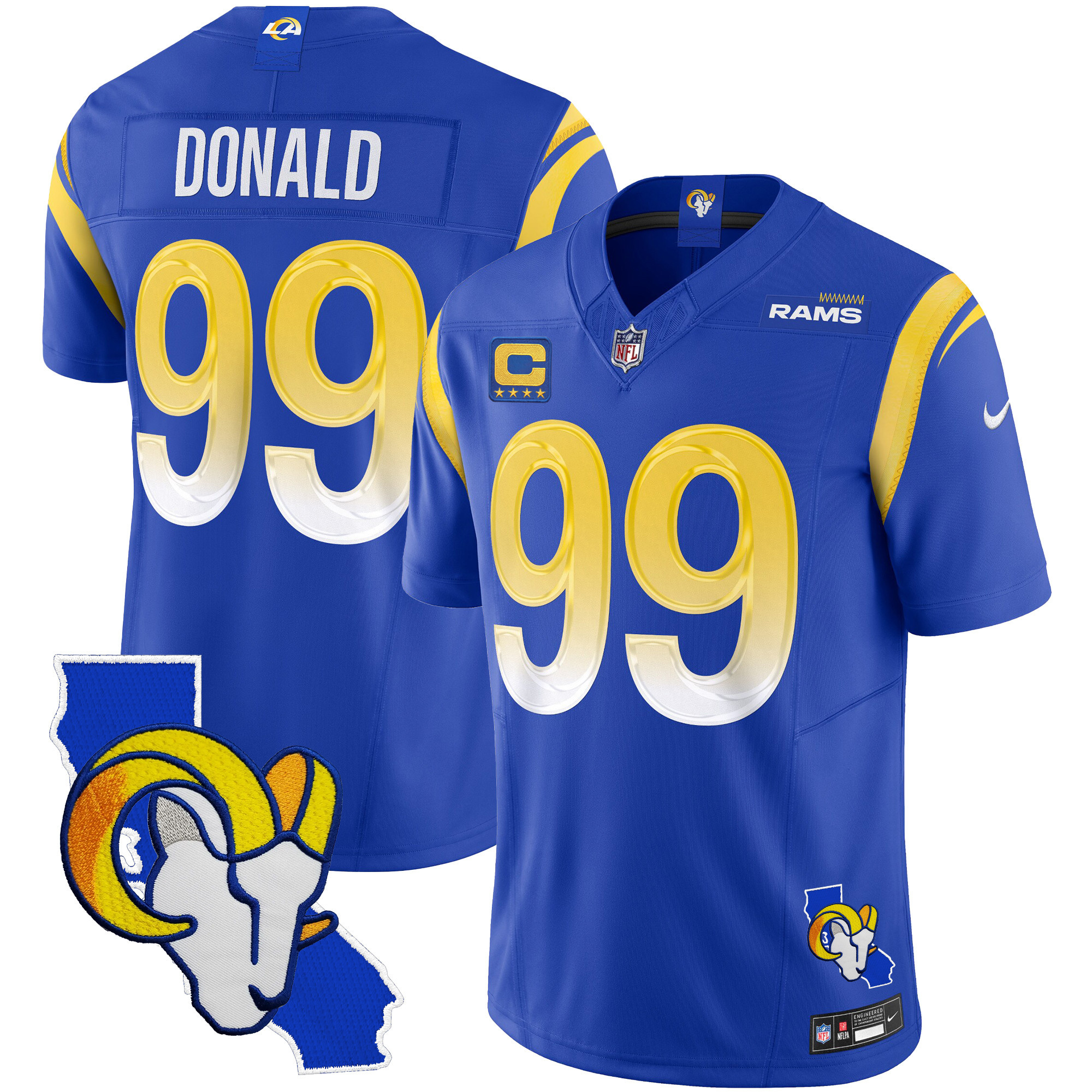 Aaron Donald Men's Los Angeles Rams California Patch Vapor Limited Royal Jersey