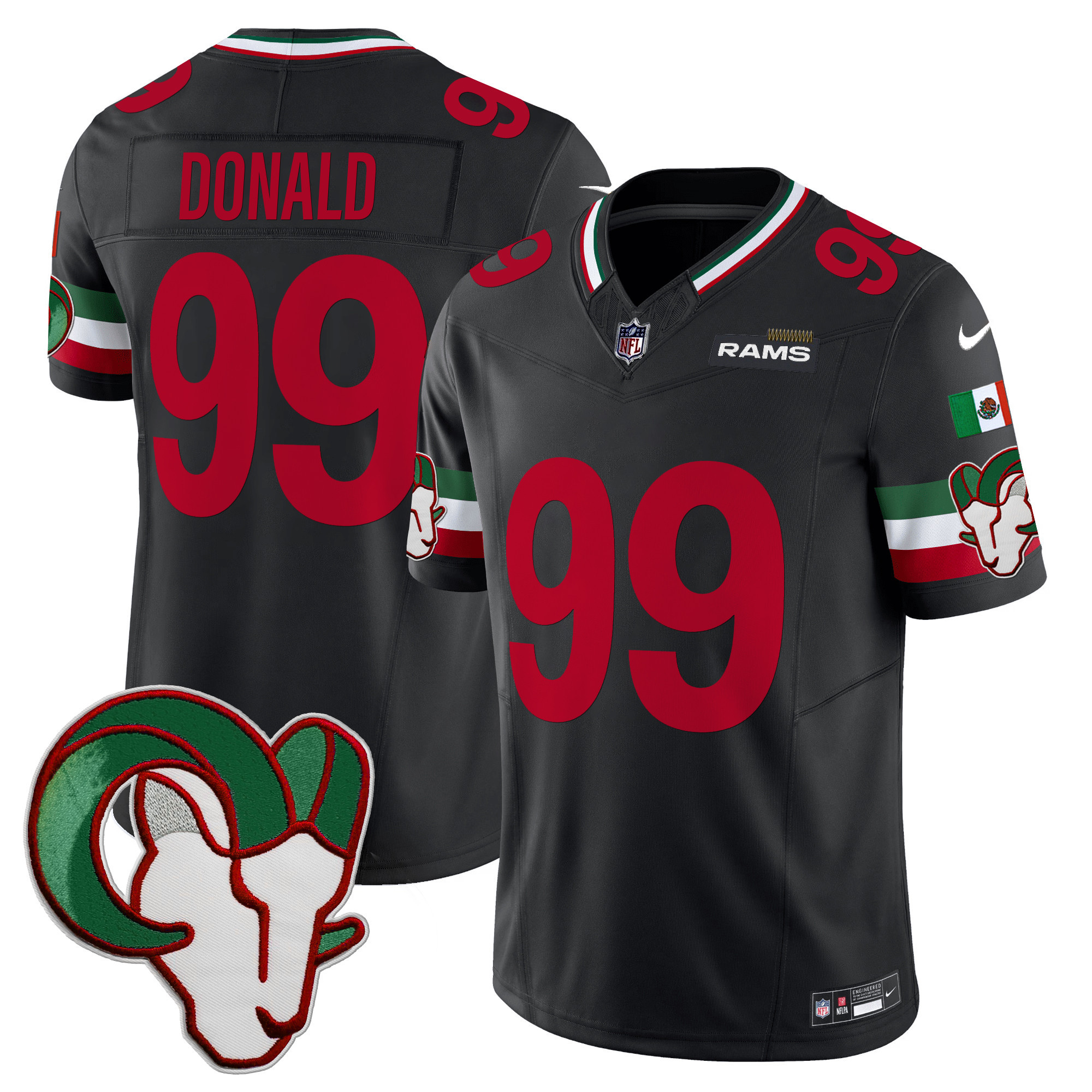 Aaron Donald Men's Los Angeles Rams Mexico Vapor Limited Black Jersey