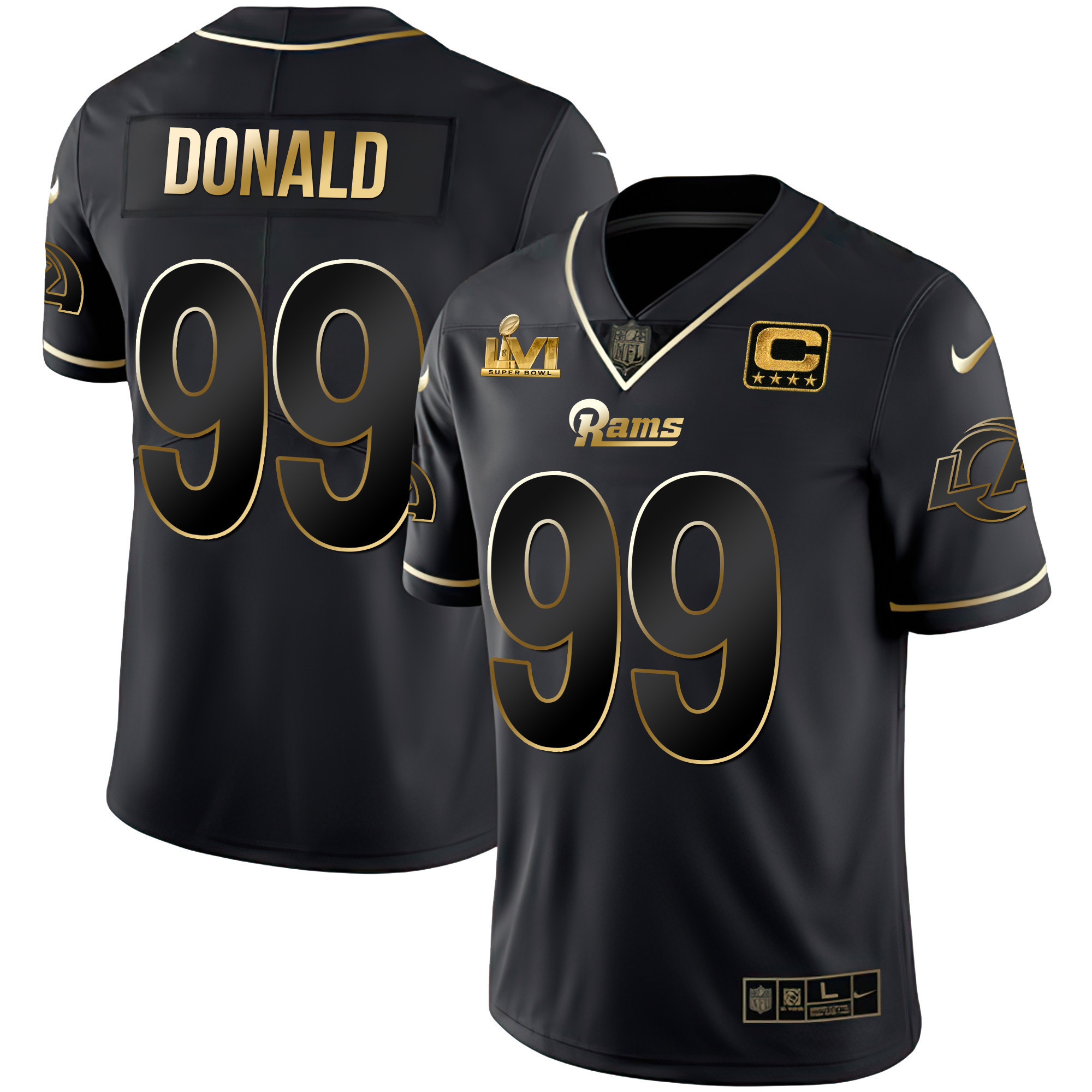 Aaron Donald Men's Los Angeles Rams Super Bowl LVI Black Gold Black Gold Jersey