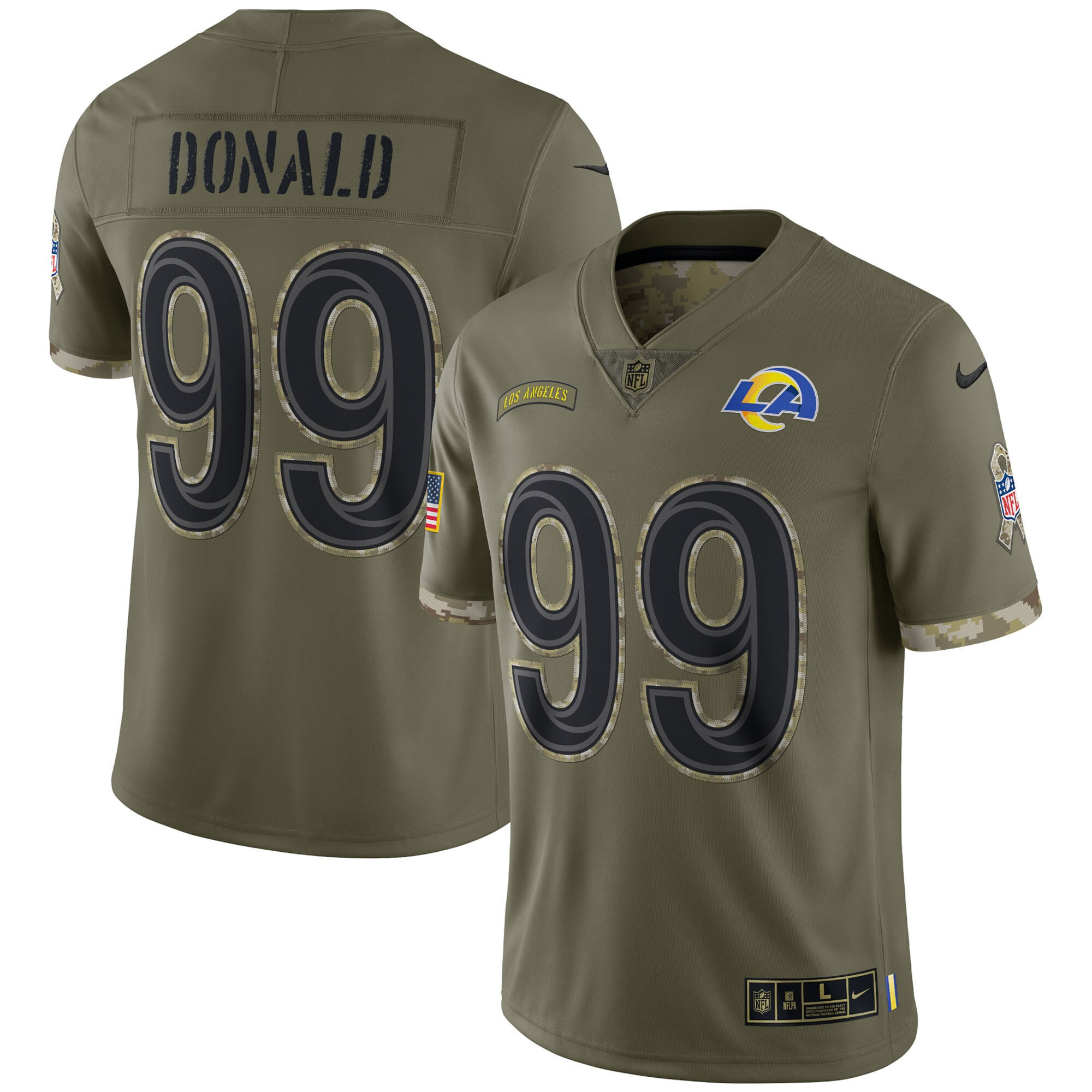Aaron Donald Men's Los Angeles Rams Super Bowl LVI Black Gold Salute To Service Jersey