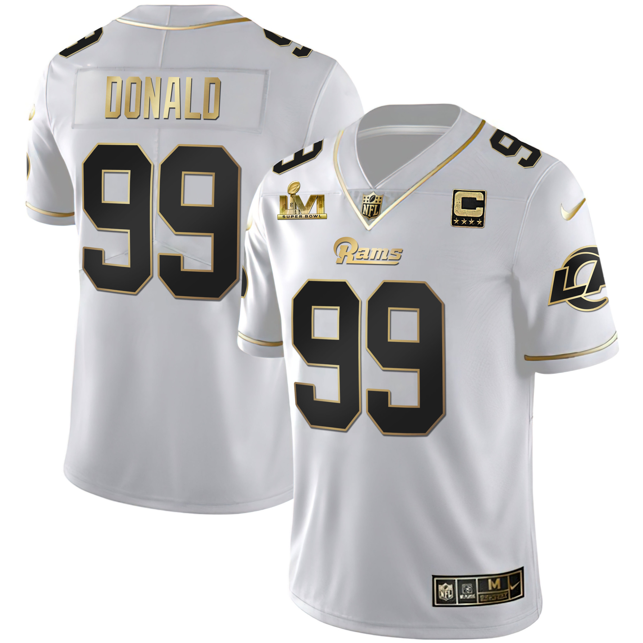 Aaron Donald Men's Los Angeles Rams Super Bowl LVI White Gold & Black Gold White Gold Jersey