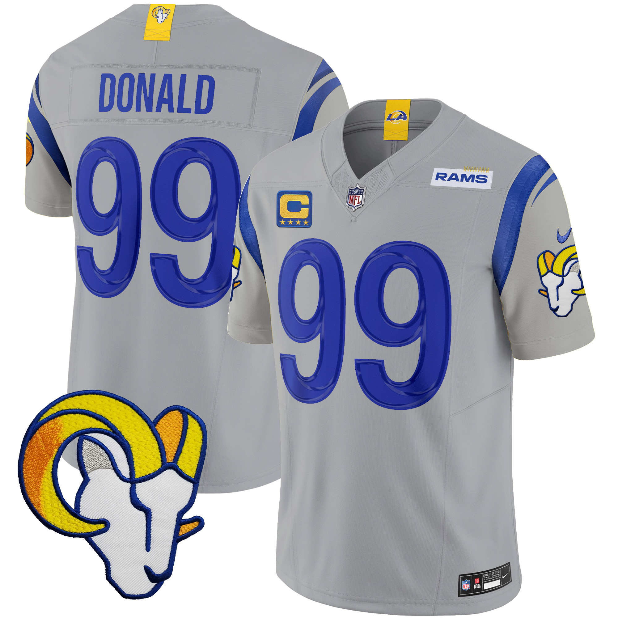 Aaron Donald Men's Los Angeles Rams Vapor Limited Gray Jersey