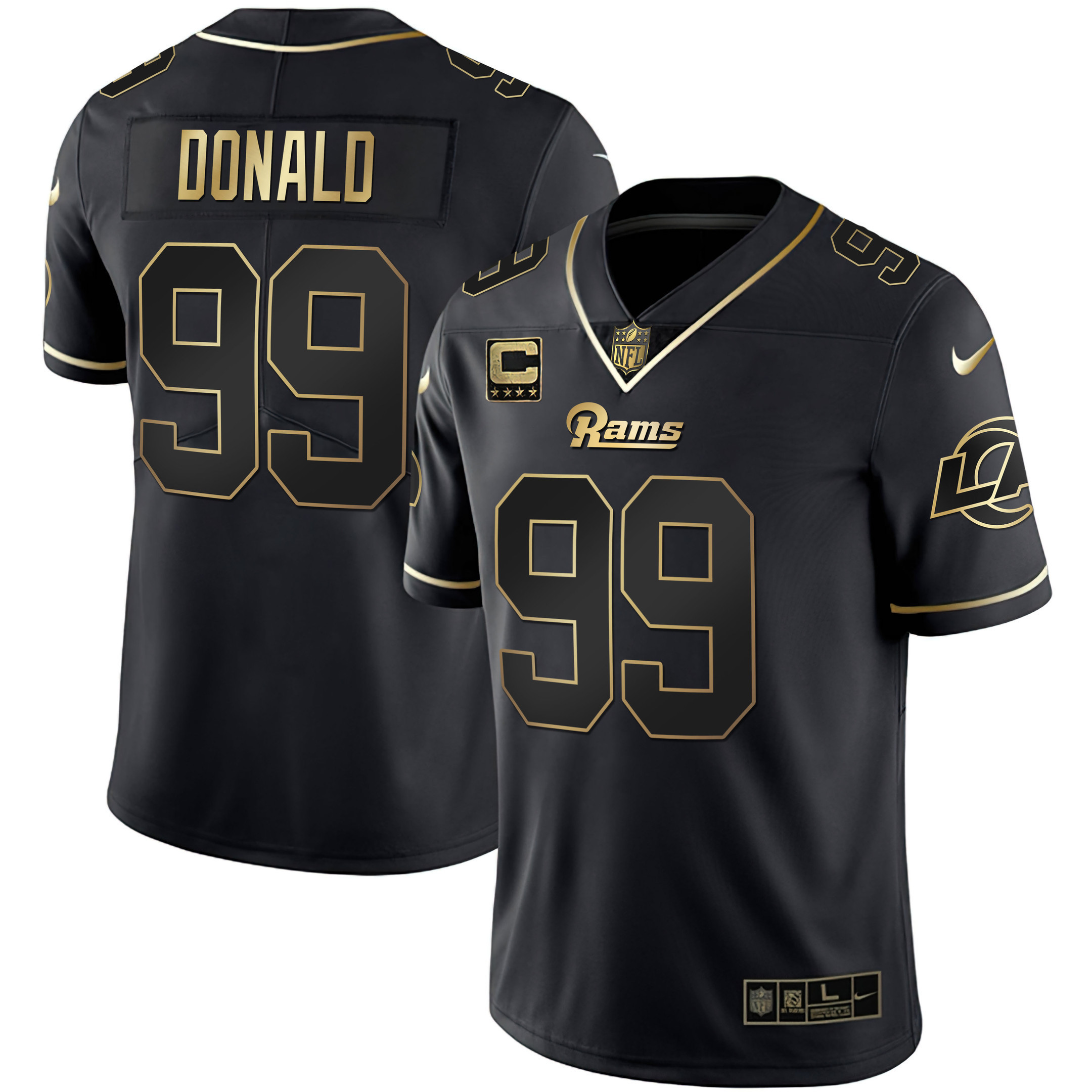 Aaron Donald Men's Los Angeles Rams White Gold & Black Gold Black Gold Jersey