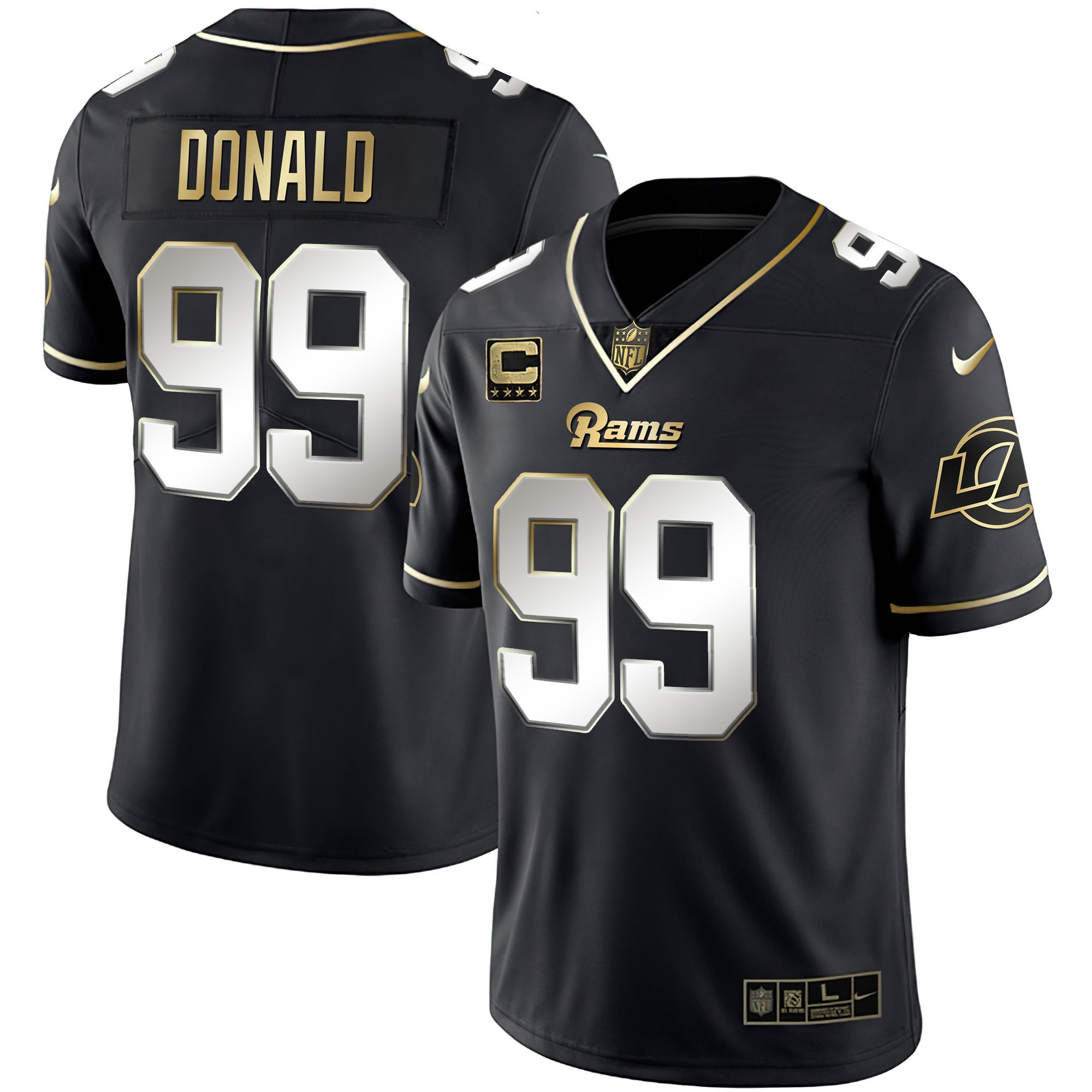 Aaron Donald Men's Los Angeles Rams White Gold & Black Gold Black Limited Jersey