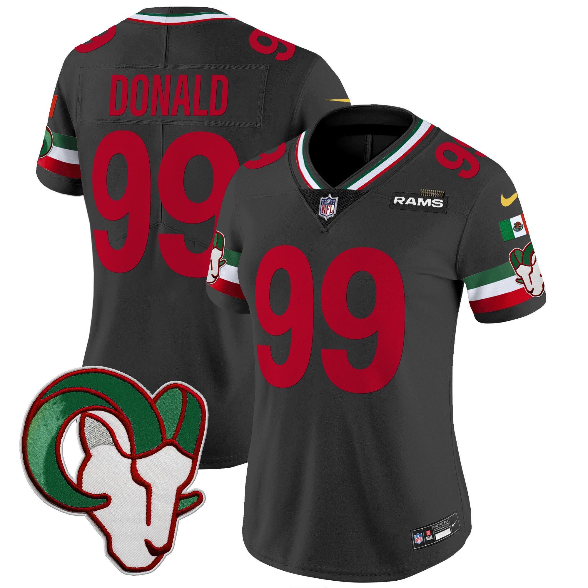 Aaron Donald Women's Los Angeles Rams Mexico Vapor Limited Black Jersey